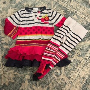 Catimini Sweater Dress with Matching Tights